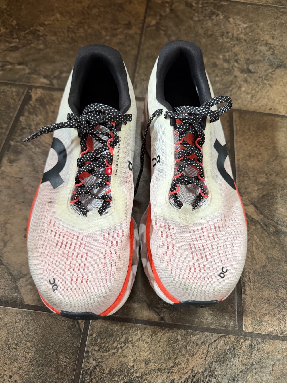 On Running Women's White and Coral Athletic Running Shoes